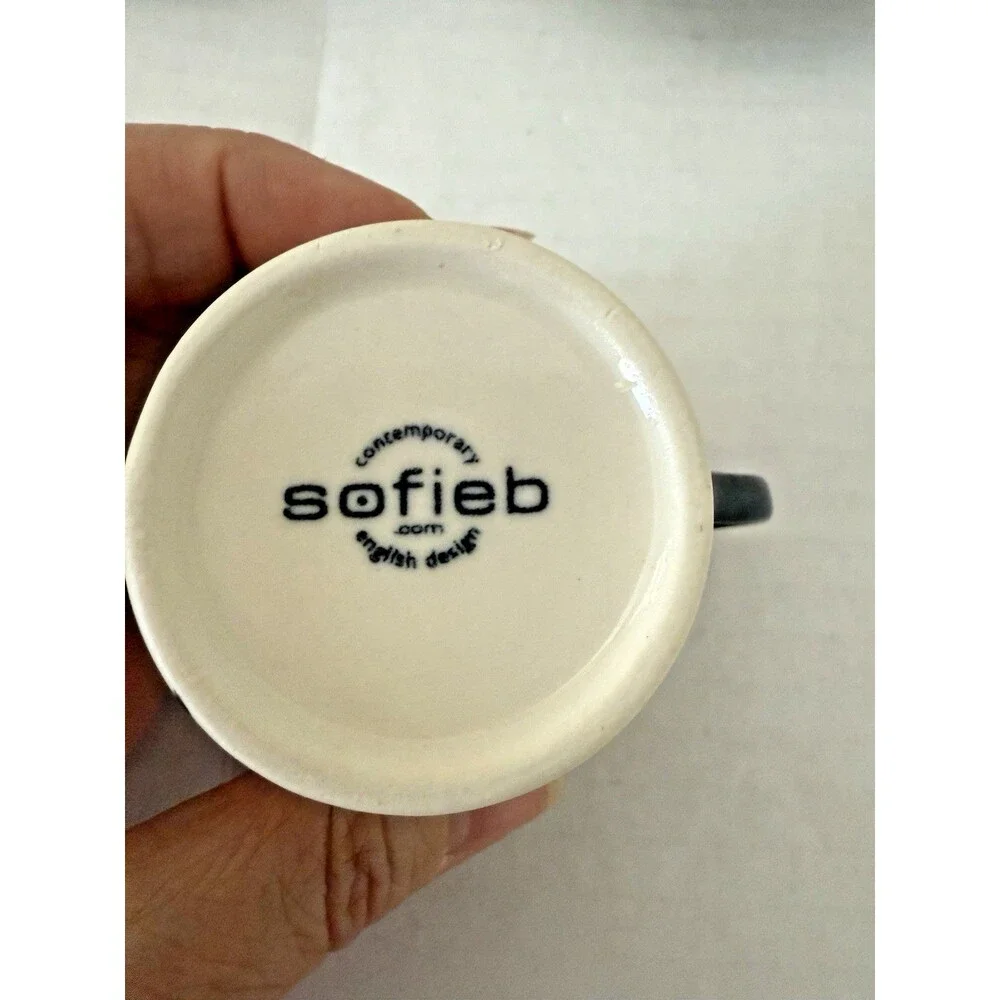 Vtg Set 2 Black White Contemporary English Art Expresso Cups Saucers EUC SOFIEB